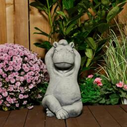 Rackhams Serene Large Cast Stone Yoga Hippo Garden Statue - thumbnail 3