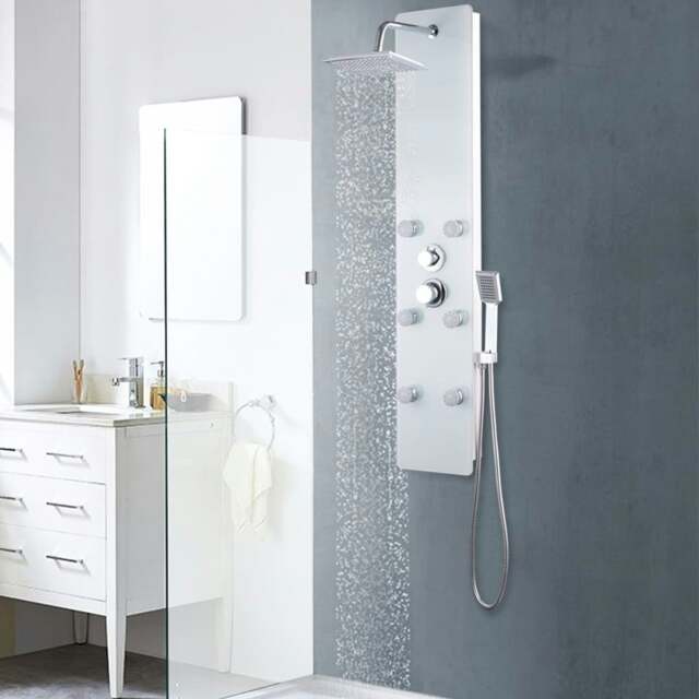 Rackhams Shower Panel Unit Glass 25x44.6x130 cm White