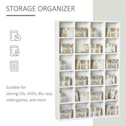 Rackhams CD Storage Unit with Adjustable Shelves, 89 x 130.5 cm, White - thumbnail 4