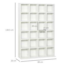 Rackhams CD Storage Unit with Adjustable Shelves, 89 x 130.5 cm, White - thumbnail 3