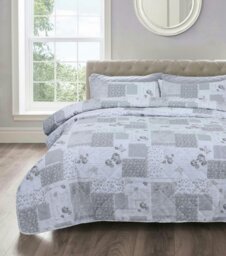 Rackhams Maya Cotton Blend Quilted Bedspread Set - Grey - Single