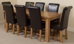 Rackhams Richmond Large Oak Extending Dining Table with Washington Leather Chairs - 8 chairs - Black - thumbnail 1