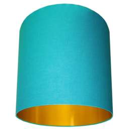 "Rackhams Sky Blue Handmade Lampshade With Gold Lining - 25cm Diameter x 25cm Height / (10"" x 10"")" - thumbnail 2