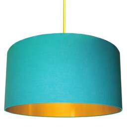 "Rackhams Sky Blue Handmade Lampshade With Gold Lining - 25cm Diameter x 25cm Height / (10"" x 10"")"