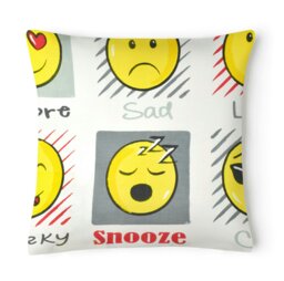 Rackhams Fun Emoji Cushion - 43cm x 43cm - White - thumbnail 1