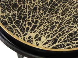 Rackhams Coral Design Set of 2 Side Tray Tables with Removable Tops - Black & Gold - thumbnail 3