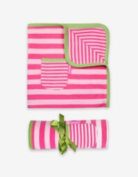 Rackhams Organic Pink and Green Stripe Blanket