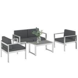 Rackhams 4 Seater Aluminium Garden Furniture Sofa Set with Olefin Cushions - Not applicable - 142 - Aluminium, Olefin, Wood Plastic Composite, Sponge, Tiled Cotton - thumbnail 2