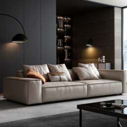Rackhams Zora Four Seater Corner Sofa, Real Leather, Beige - Four Seater Corner 306cm - thumbnail 2
