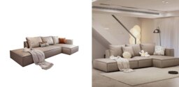 Rackhams Zora Four Seater Corner Sofa, Real Leather, Beige - Four Seater Corner 306cm - thumbnail 6