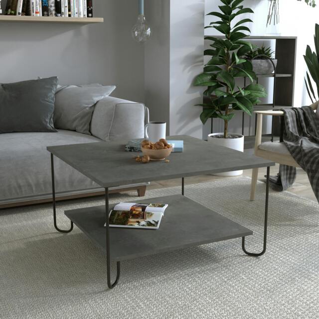 Rackhams Marbo Coffee Table with Open Shelf Modern Multipurpose Design H 45cm - Retro Grey