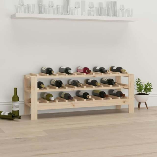 Rackhams Wine Rack 109.5x30x42 cm Solid Wood Pine - image 1