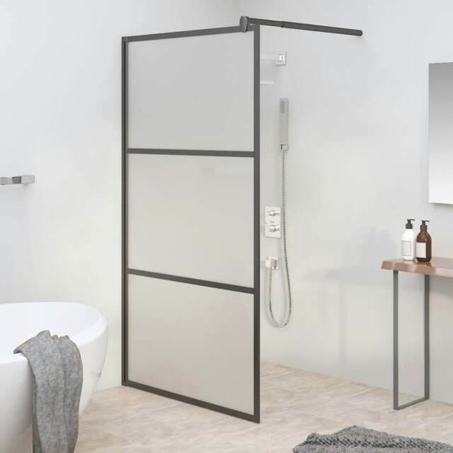 Rackhams Walk-in Shower Wall 115x195 cm Frosted ESG Glass Black