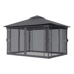 Rackhams 13ft Outdoor Pergola Premium Iron with Sheer Charcoal Gray Screens - thumbnail 5