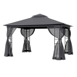 Rackhams 13ft Outdoor Pergola Premium Iron with Sheer Charcoal Gray Screens - thumbnail 6