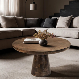 Rackhams Monco Dark Mango Wood Round Coffee Table - thumbnail 3