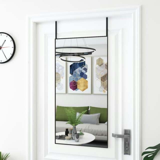 Rackhams Door Mirror Black 50x100 cm Glass and Aluminium