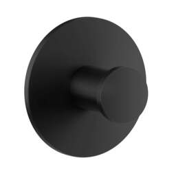 Rackhams Single Matt Black Stainless Steel Towel Hook (45mm) Self Adhesive Wall Mounted Round Bathroom Robe Hook