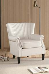Rackhams Upholstered Armchair With Nailhead Trims - Beige - thumbnail 2