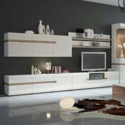 Rackhams Chelsea Living Wide TV Unit in White with a Truffle Oak Trim - 1 - thumbnail 5