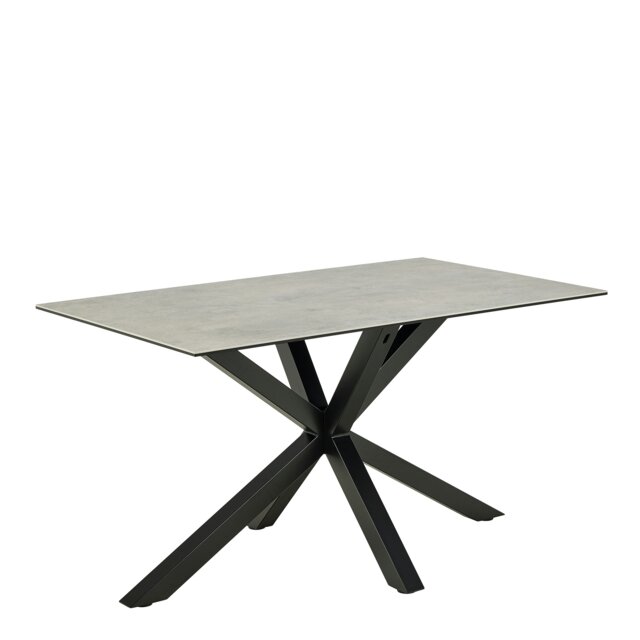 Rackhams Heaven Dining Table with Ceramic Grey Top 135cm - Black - No - Grey - image 1