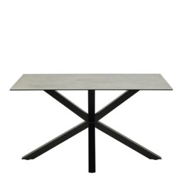 Rackhams Heaven Dining Table with Ceramic Grey Top 135cm - Black - No - Grey - thumbnail 2