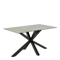 Rackhams Heaven Dining Table with Ceramic Grey Top 135cm - Black - No - Grey