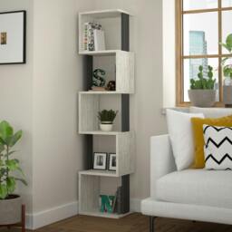 Rackhams Piri 5 Tier Tall Freestanding Bookcase (H) 161cm - Ancient White - thumbnail 1