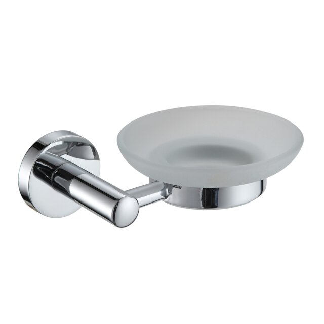 Rackhams Modernity Chrome Stainless Steel & Frosted Glass Wall Mounted Soap Dish - image 1