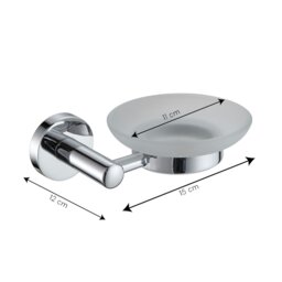 Rackhams Modernity Chrome Stainless Steel & Frosted Glass Wall Mounted Soap Dish - thumbnail 2