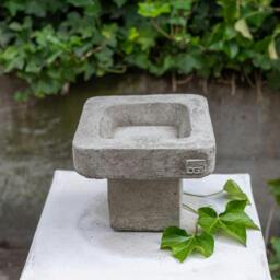 Rackhams Stone Cast Plain Low Square Birdbath 25 cm Tall - thumbnail 4