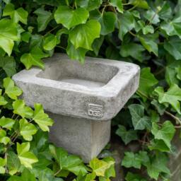 Rackhams Stone Cast Plain Low Square Birdbath 25 cm Tall - thumbnail 6