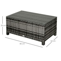 Rackhams PE Rattan Garden Coffee Table, with Glass Table Top - Grey - thumbnail 2