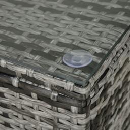 Rackhams PE Rattan Garden Coffee Table, with Glass Table Top - Grey - thumbnail 6