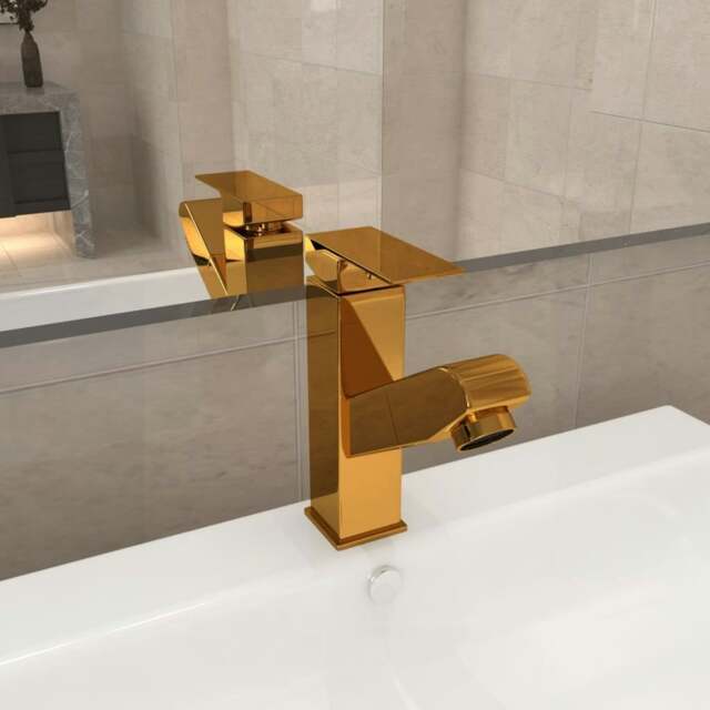 Rackhams Bathroom Basin Faucet with Pull-out Function Gold 157x172 mm