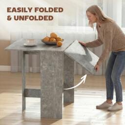 Rackhams Folding Dining Table, Space-Saving Drop Leaf Kitchen Table for 4-6 People - Grey - thumbnail 4