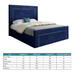 Rackhams Lucca Upholstered Soft Velvet Bed Frame - Blue - Blue - Single - thumbnail 4