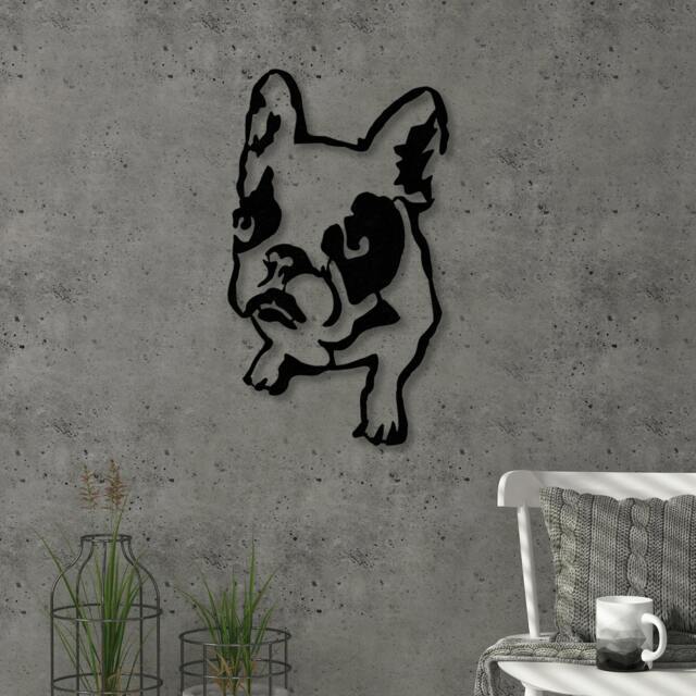 Rackhams Modern Metal Wall Art Dogo Home Ornament Decorative Minimalist Design Hanging Wall Sculpture, Black - Metal - Black - image 1