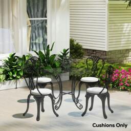 Rackhams Bistro Chair Cushions, Chair Pads Set of 4 - White - Outdoor Seat Cushion Set