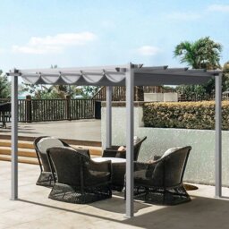 Rackhams 9ft Wide Aluminum Pergola for Patio Deck Outdoor Horizontal Pulling Square Pergolar - thumbnail 5