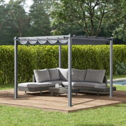Rackhams 9ft Wide Aluminum Pergola for Patio Deck Outdoor Horizontal Pulling Square Pergolar - thumbnail 3
