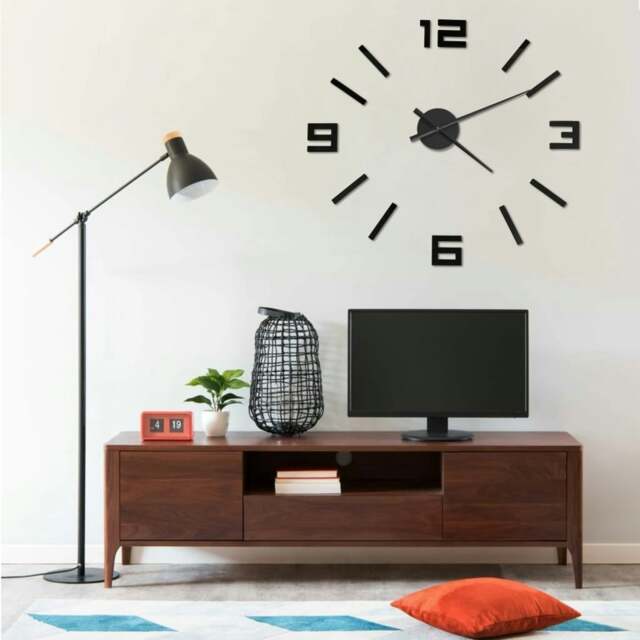 Rackhams 3D Wall Clock Modern Design Black 100 cm XXL