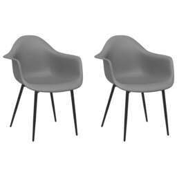 Rackhams Dining Chairs 2 pcs Grey PP - Grey - PP (polypropylene), powder-coated metal - thumbnail 2