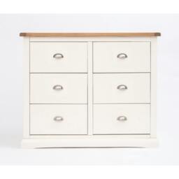 Rackhams Cosenza 6 Drawer Chest of Drawers Chrome Cup Handle - Off White