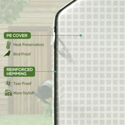 Rackhams Greenhouse Cover Replacement Walk-in PE Hot House Cover with Roll-up Door and Windows, 140 x 73 x 190cm, White - thumbnail 3
