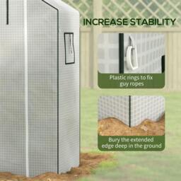 Rackhams Greenhouse Cover Replacement Walk-in PE Hot House Cover with Roll-up Door and Windows, 140 x 73 x 190cm, White - thumbnail 6