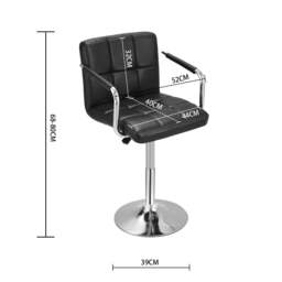 Rackhams Livingandhome Adjustable Black Bar Stools with Soft Padding and Armrests, Set of Two - thumbnail 6