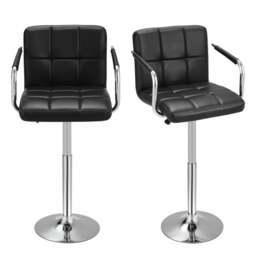 Rackhams Livingandhome Adjustable Black Bar Stools with Soft Padding and Armrests, Set of Two - thumbnail 4