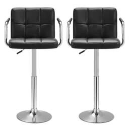 Rackhams Livingandhome Adjustable Black Bar Stools with Soft Padding and Armrests, Set of Two - thumbnail 5