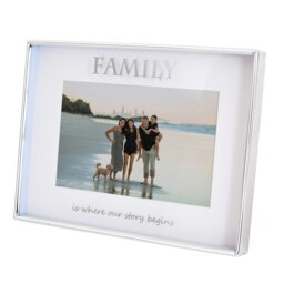 Rackhams Contemporary Silver Plated Metal Family 4x6 Picture Frame for Wall or Table - thumbnail 3